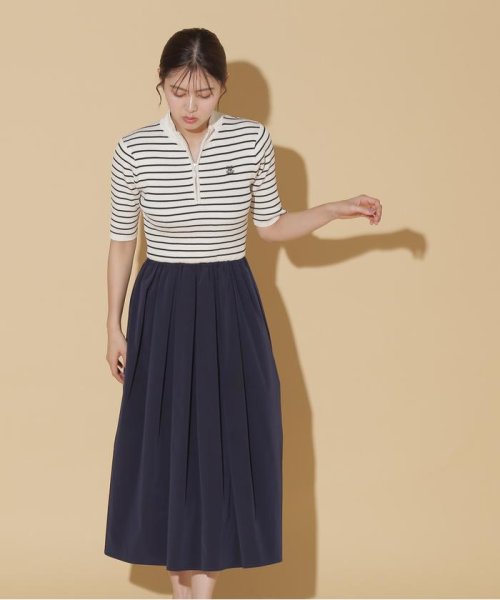 ハーフジップニットドッキングワンピース 予めご了承ください