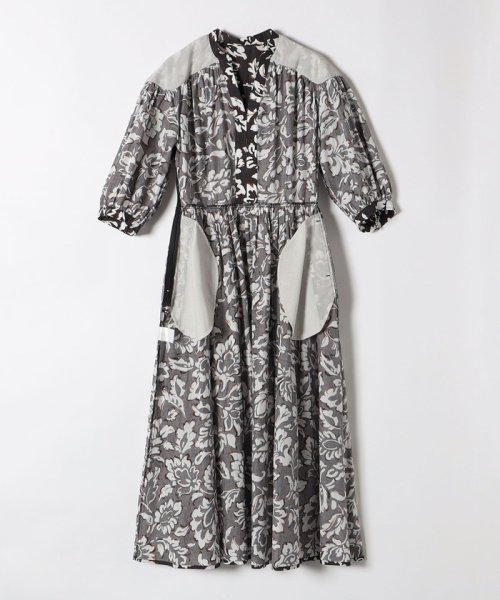 quaranciel:〈洗濯機可能〉リーフプリント スキッパー ギャザー ワンピース quaranciel