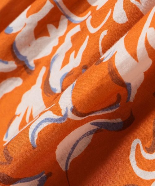 quaranciel:〈洗濯機可能〉リーフプリント スキッパー ギャザー ワンピース quaranciel