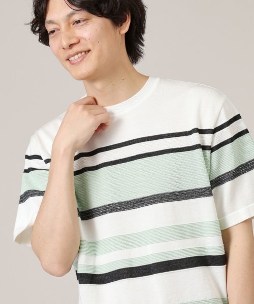 TAKEO KIKUCHI(タケオキクチ)/【ニットTシャツ】麻ブレンド パネルボーダー/img26