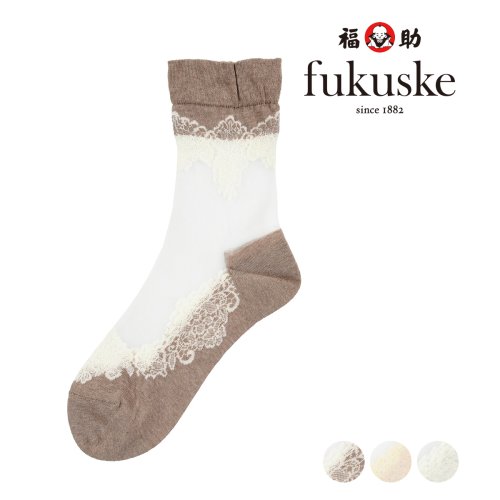 fukuske(フクスケ)/fukuske(フクスケ) ： the spirit of mottainai レース ソックス クルー丈 シアー(3163－025) 婦人 女性 レディースフ/img01