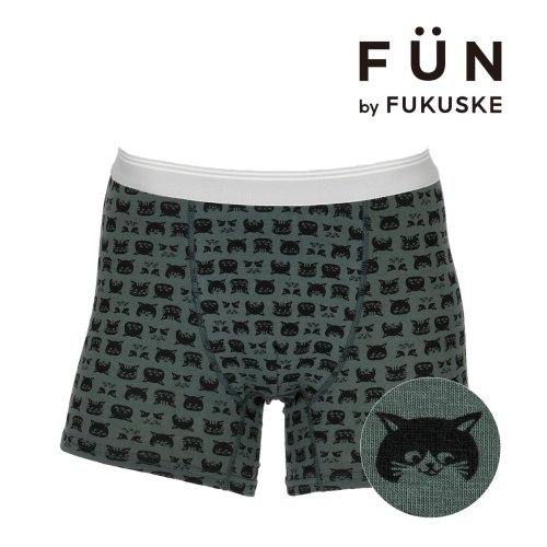 fukuske FUN(フクスケ ファン)/fukuske FUN(フクスケファン) ： ネコ柄 ボクサーブリーフ 前閉じ ベア天竺(453P9033) 紳士 男性 メンズフクスケ fukuske 福助 /img01