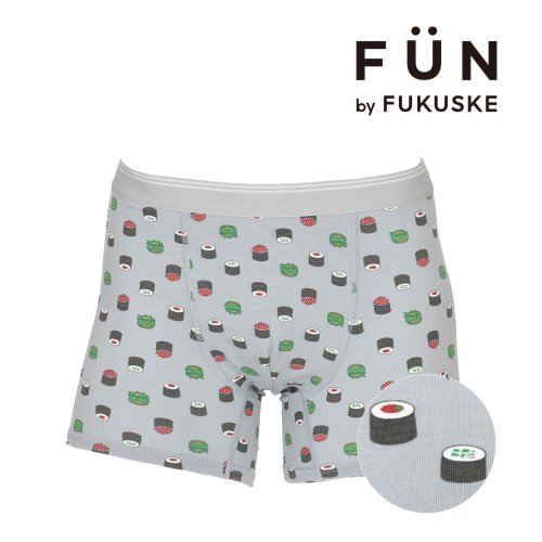 fukuske FUN(フクスケ ファン)/fukuske FUN(フクスケファン) ： 寿司柄 ボクサーブリーフ 前閉じ ベア天竺(453P9034) 紳士 男性 メンズフクスケ fukuske 福助 /img01