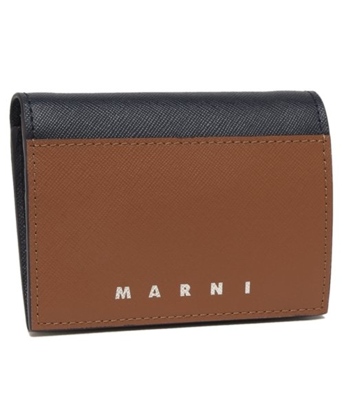 MARNI(マルニ)/マルニ 二つ折り財布 バイフォールド ミニ財布 ロゴ ブラウン ブルー メンズ MARNI PFMI0072U0 LV520 ZO719/img01