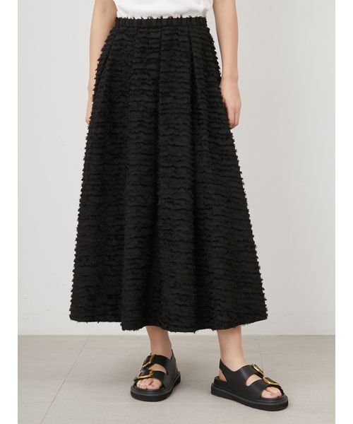 タックボリュームシャギーフレアロングスカート 予めご了承ください