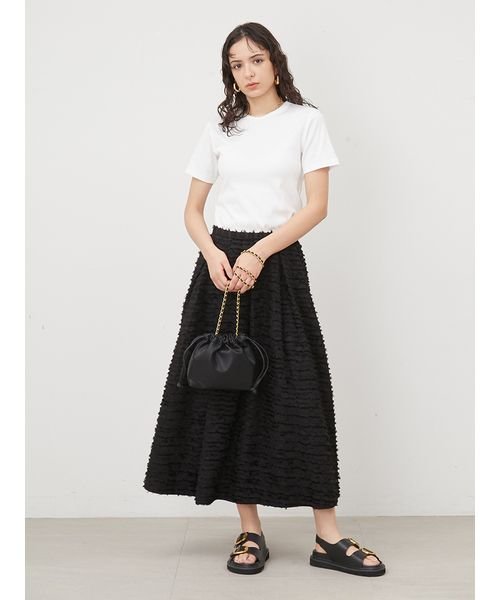 タックボリュームシャギーフレアロングスカート 予めご了承ください