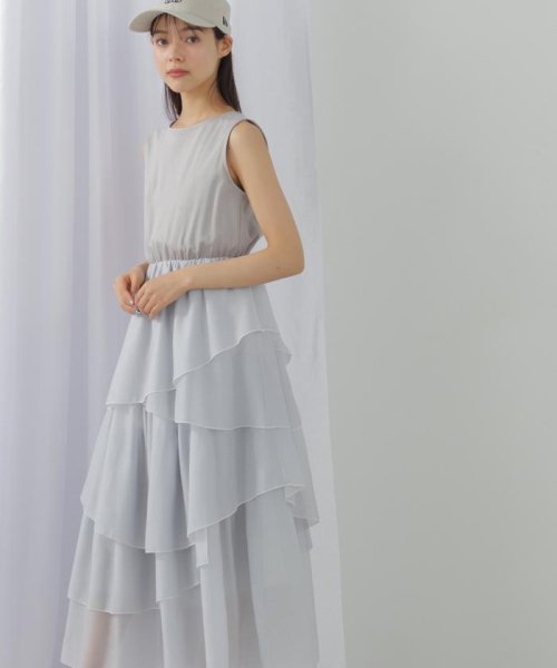 スムースドッキングボリュームアシメワンピース 商品説明一枚でスタイルが決まる！スムースカットソーとシアースカートをドッキングしたレディなワンピースです。配色の効いた E1438215098(11000円)