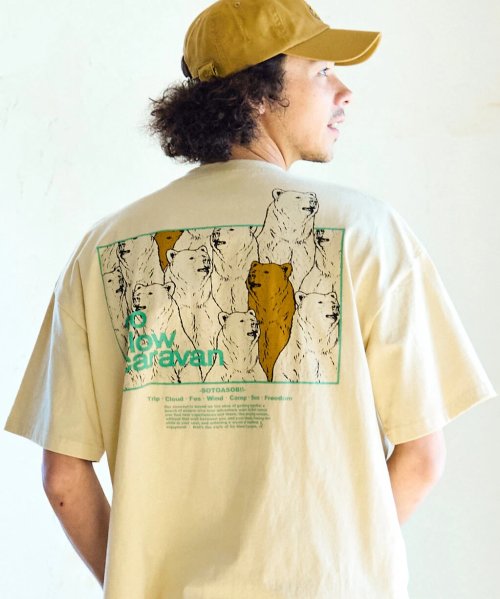 go slow caravan(ゴースローキャラバン)/321913A USA/C スクエアLOGOバックプリントゆったりTEE/img10