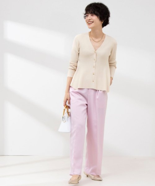 《手洗い可能》リブフレアVネックカーディガン 人気・おすすめ｜使いやすい・旅行におすすめ 品質保証 全国発送 日本国内発送・最短翌日お届け