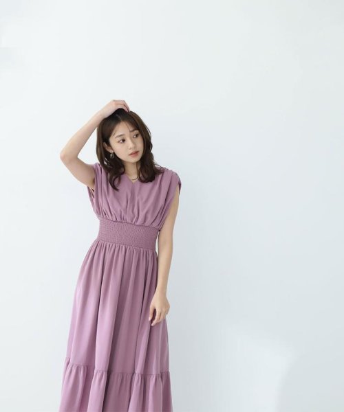 NATURAL BEAUTY BASIC(ナチュラルビューティーベーシック)/Vネックバブルギャザーワンピース/img18