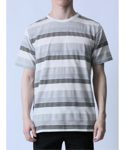 semanticdesign(セマンティックデザイン)/ジャガードボーダー クルーネック半袖Tシャツ/img04