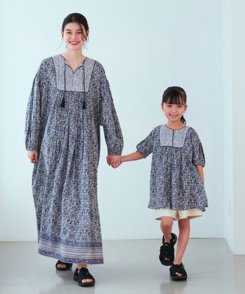  【WEB限定カラー:グリーン】INDIAプリントワンピース/リンクコーデ