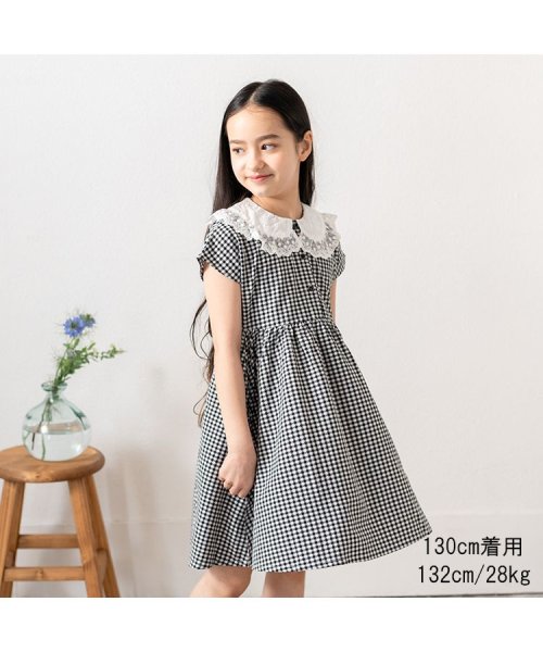 Crescent(クレセント)/【子供服】 crescent (クレセント) ギンガムチェック衿レースワンピース 80cm～130cm N42307/img09