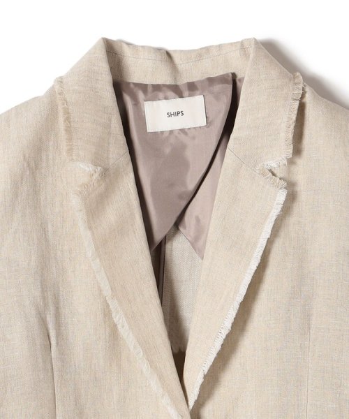 〈手洗い可能〉チェック / 無地 フリンジ ボクシー ジャケット 無地