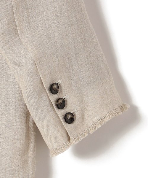 〈手洗い可能〉チェック / 無地 フリンジ ボクシー ジャケット 無地