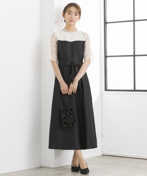 form forma(フォルムフォルマ)/【kaene】《formforma別注》 フロッキー×ジャガード ワンピース/結婚式/お呼ばれ/パーティー/クルーズ/発表会/img23