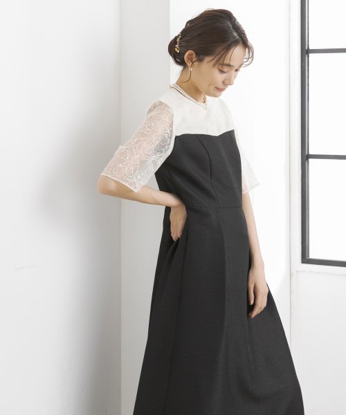 form forma(フォルムフォルマ)/【kaene】《formforma別注》 フロッキー×ジャガード ワンピース/結婚式/お呼ばれ/パーティー/クルーズ/発表会/img27