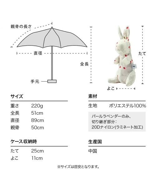 Wpc．(Wpc．)/【Wpc.公式】雨傘 ペトラ うさぎ(復刻版) 親骨50cm 晴雨兼用 傘 レディース 折り畳み傘 おしゃれ 可愛い 女性 通勤 通学/img14