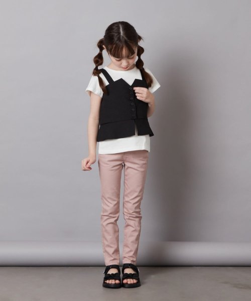 a.v.v(KID'S)(アー・ヴェ・ヴェキッズ)/[100－130]【セットアップ対応】麻調キャミドッキングトップス/img11