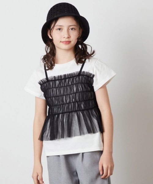 a.v.v(KID'S)(アー・ヴェ・ヴェキッズ)/[140－150]チュールキャミドッキングＴシャツ/img15