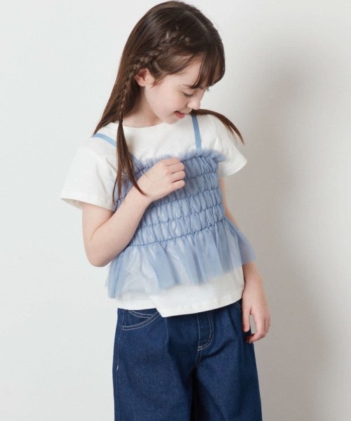 a.v.v(KID'S)(アー・ヴェ・ヴェキッズ)/[140－150]チュールキャミドッキングＴシャツ/img25