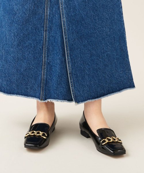 スクエアチェーンローファー フラット20↑ あらかじめご了承ください