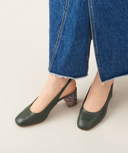 ブロックヒールバックベルト パンプス55↓↑ あらかじめご了承ください