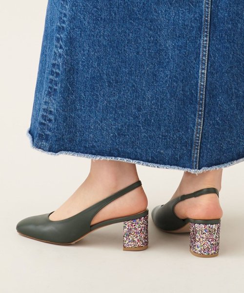 ブロックヒールバックベルト パンプス55↓↑ あらかじめご了承ください