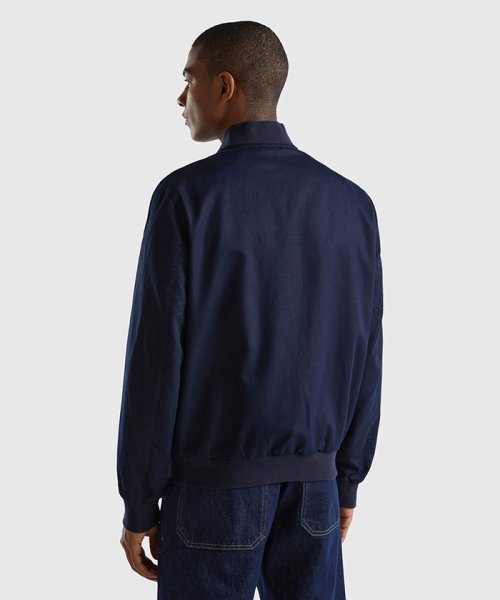 リネン混ジップアップブルゾン 