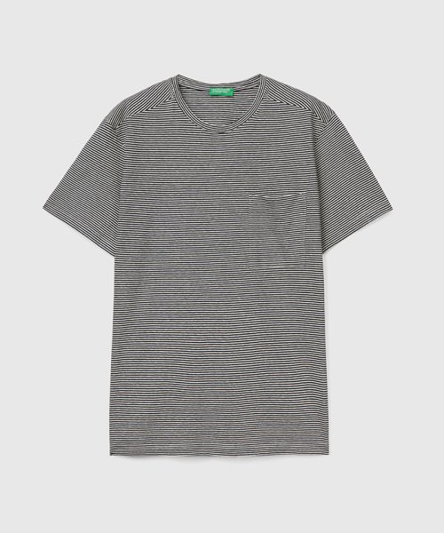 BENETTON (mens)(ベネトン（メンズ）)/クルーネック胸ポケット先染めストライプ半袖Tシャツ・カットソー/img03