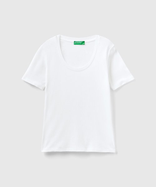 BENETTON (women)(ベネトン（レディース）)/ロゴ刺繍入りUネック半袖Tシャツ・カットソー/img10