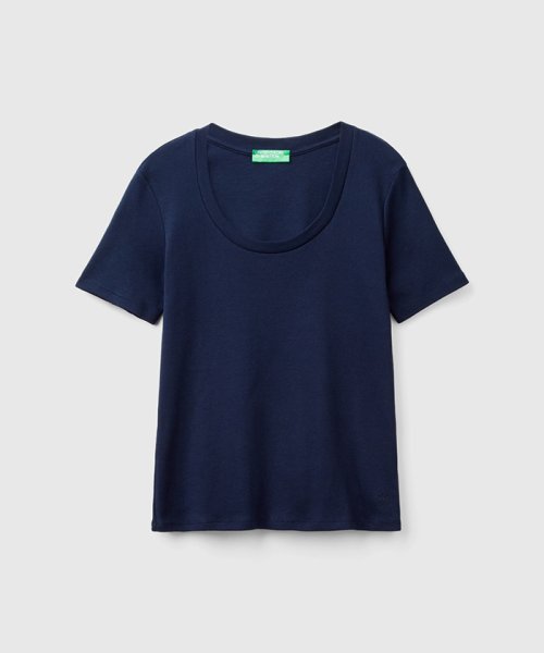 BENETTON (women)(ベネトン（レディース）)/ロゴ刺繍入りUネック半袖Tシャツ・カットソー/img24