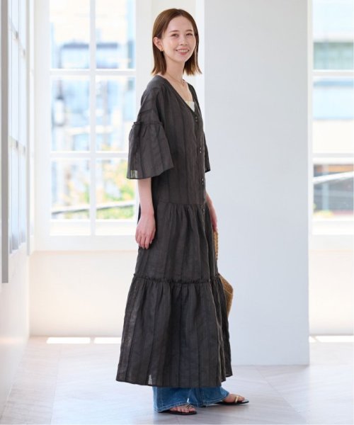 ドビーストライプリネンハーフスリーブワンピース SLOBE