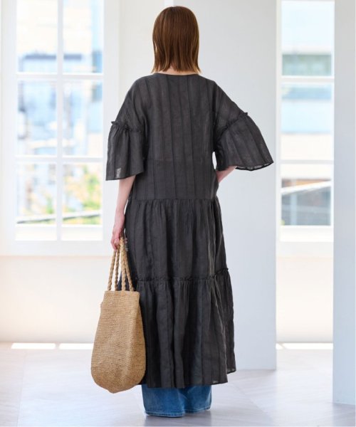 ドビーストライプリネンハーフスリーブワンピース SLOBE