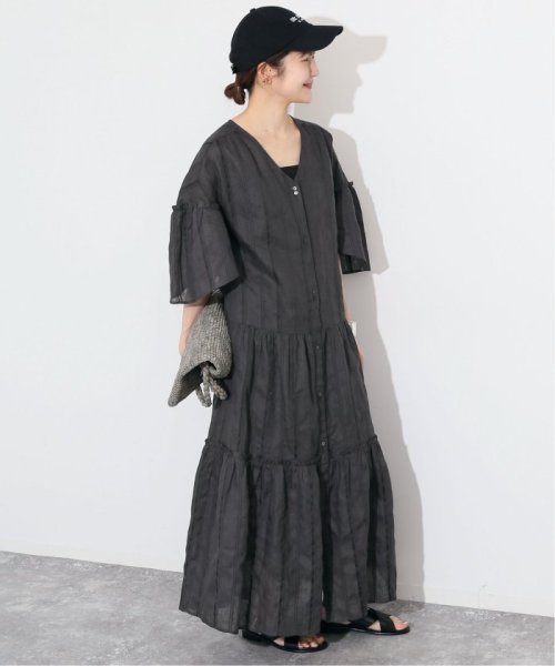 ドビーストライプリネンハーフスリーブワンピース SLOBE