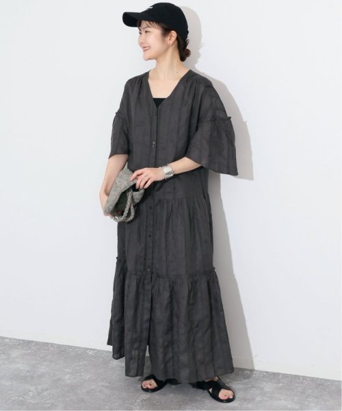 ドビーストライプリネンハーフスリーブワンピース SLOBE