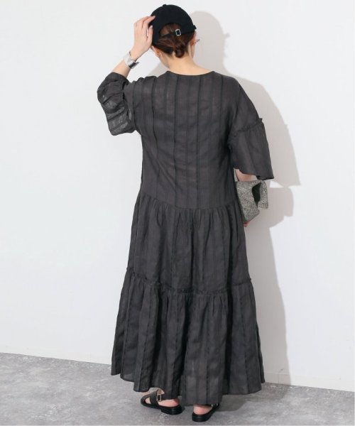 ドビーストライプリネンハーフスリーブワンピース SLOBE