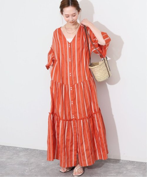 ドビーストライプリネンハーフスリーブワンピース SLOBE