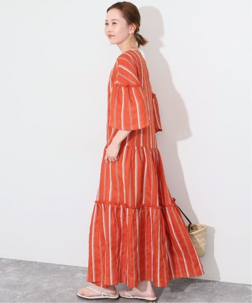 ドビーストライプリネンハーフスリーブワンピース SLOBE