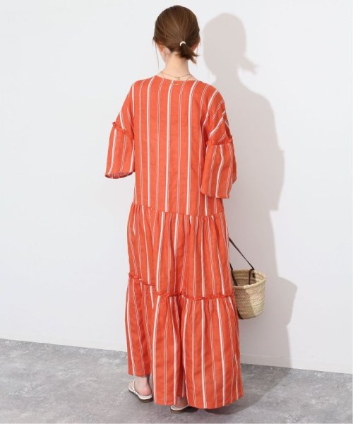 ドビーストライプリネンハーフスリーブワンピース SLOBE