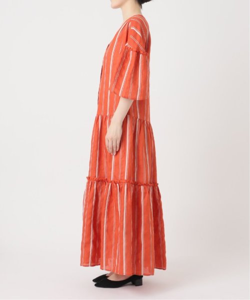 ドビーストライプリネンハーフスリーブワンピース SLOBE