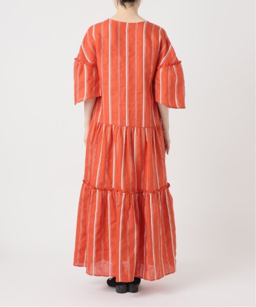 ドビーストライプリネンハーフスリーブワンピース SLOBE