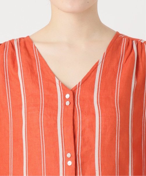 ドビーストライプリネンハーフスリーブワンピース SLOBE