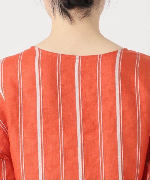 ドビーストライプリネンハーフスリーブワンピース SLOBE