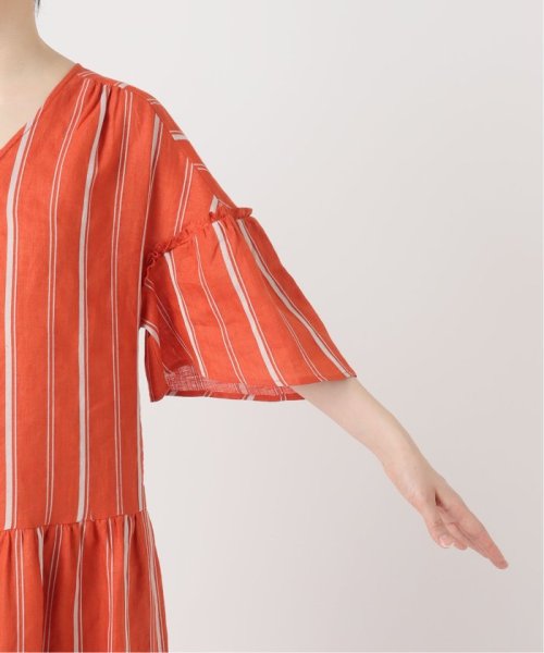 ドビーストライプリネンハーフスリーブワンピース SLOBE