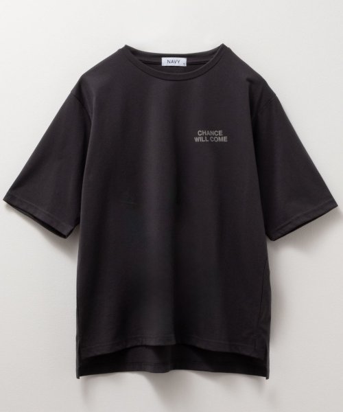 MAC HOUSE(women)(マックハウス（レディース）)/NAVY ネイビー 5分袖メッセージTシャツ 115426741/img04