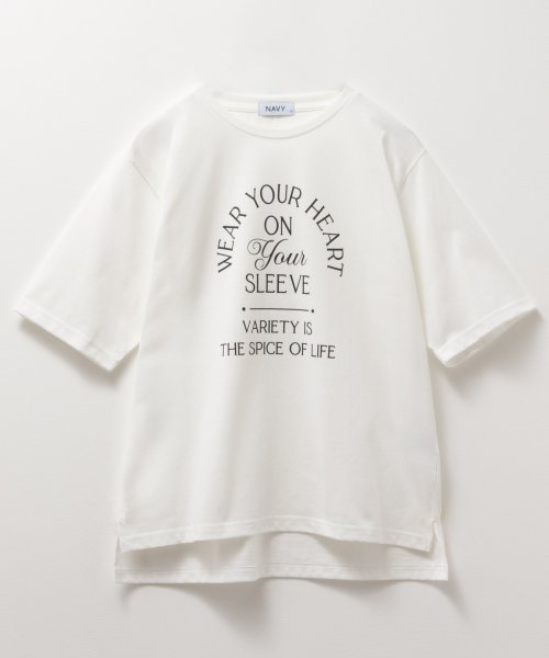 MAC HOUSE(women)(マックハウス（レディース）)/NAVY ネイビー 5分袖アーチプリントTシャツ 115426742/img04