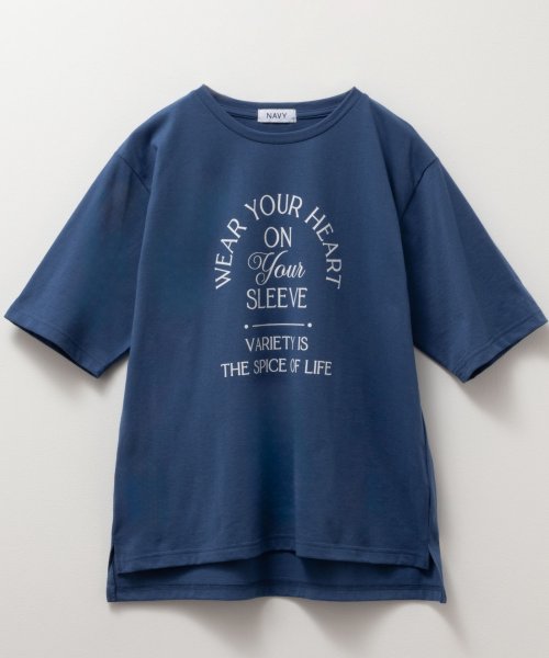 MAC HOUSE(women)(マックハウス（レディース）)/NAVY ネイビー 5分袖アーチプリントTシャツ 115426742/img07