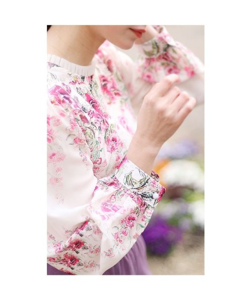 Sawa a la mode(サワアラモード)/レディース 大人 上品 滲み描く艶やかな花模様のシャツブラウス/img09