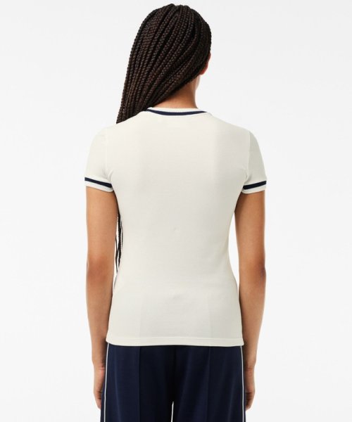 LACOSTE(ラコステ)/オーガニックコットン ボーダーリブニットクルーネック鹿の子地Tシャツ/img02